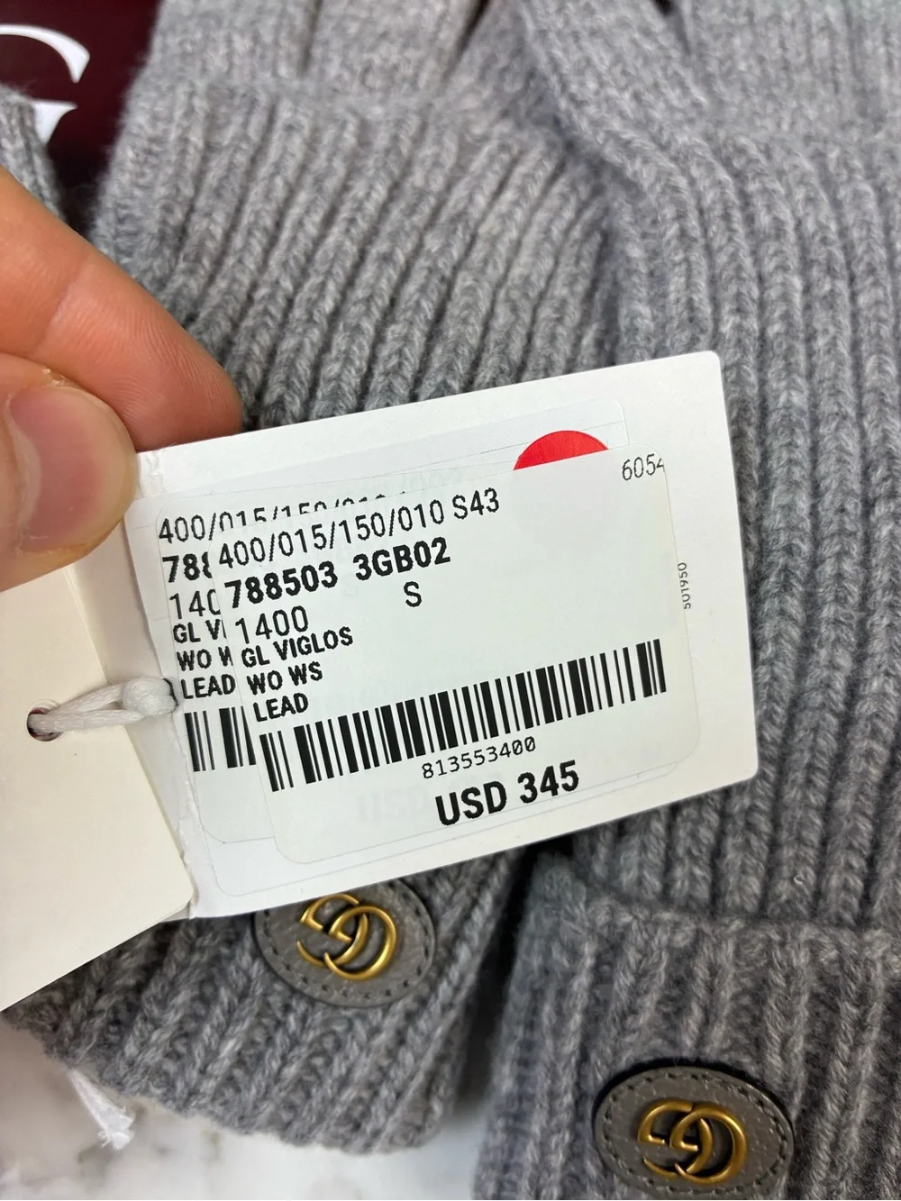 Gucci Cashmere & Wool Size Small Grey Gloves - $345 Retail NWT & Box